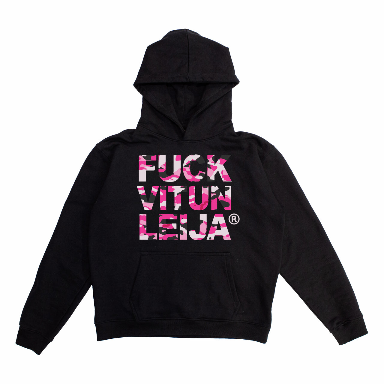 Fuck Vitunleija® Camo hoodie Pink