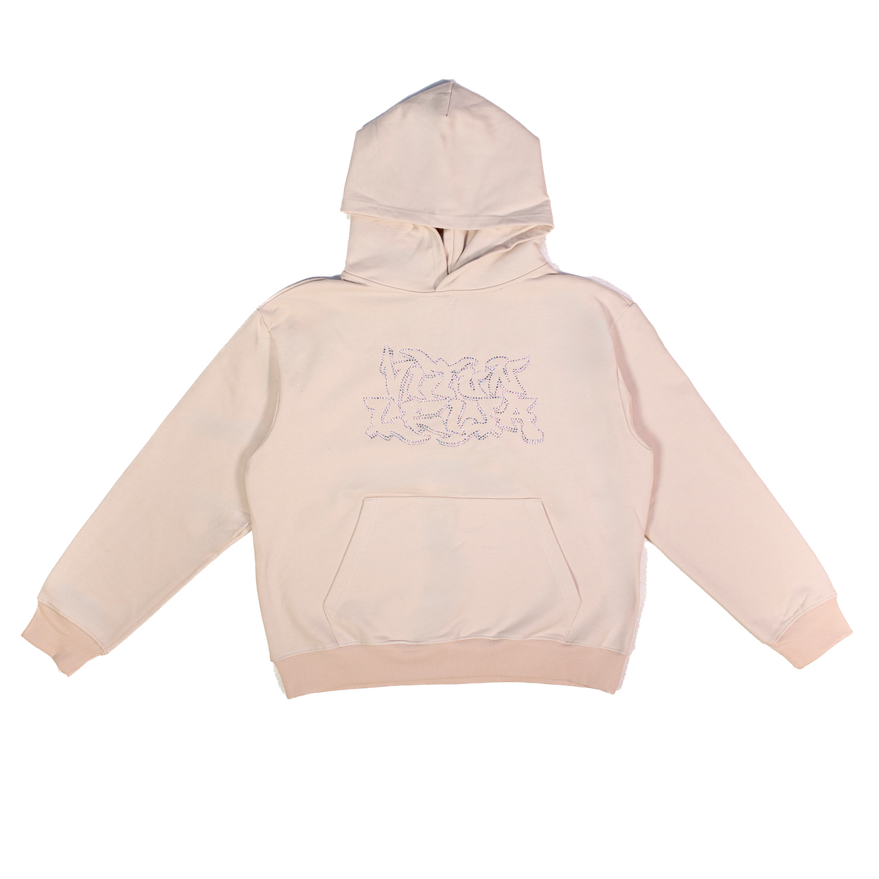 Beige Iced out Hoodie