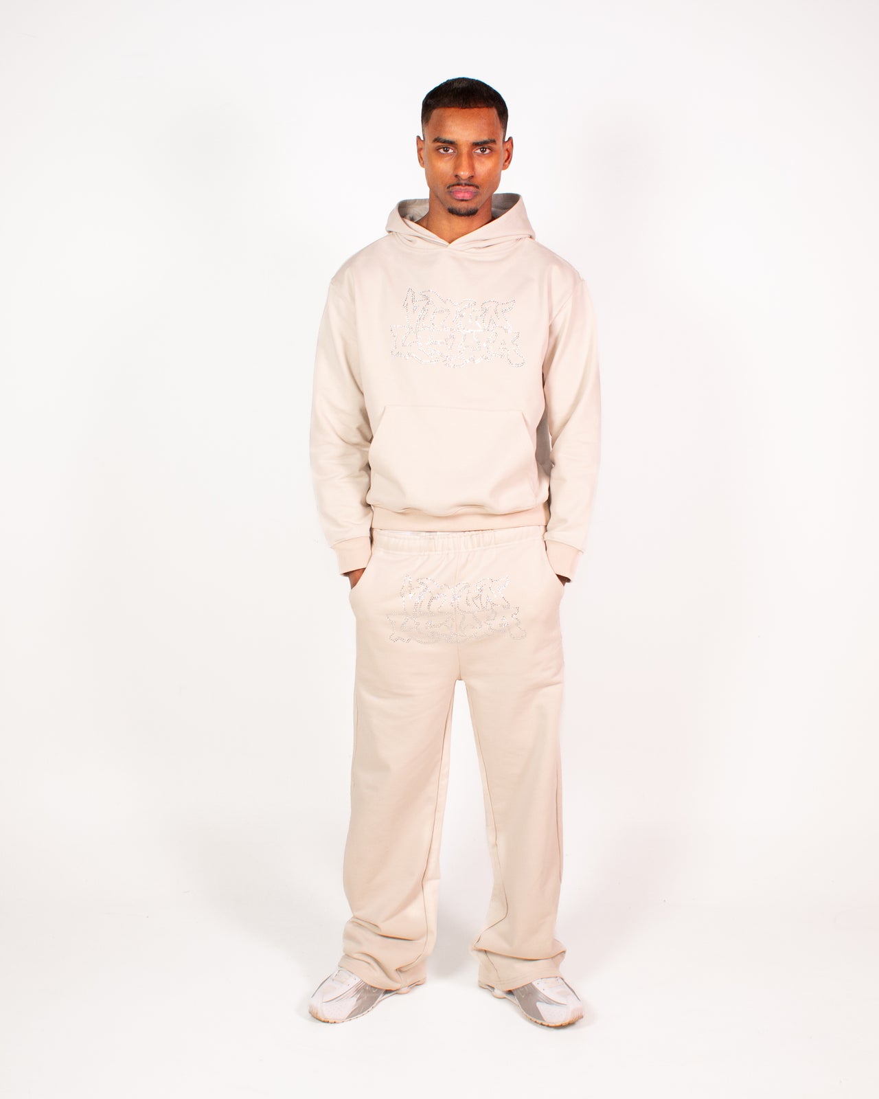 Beige Iced Out Pants