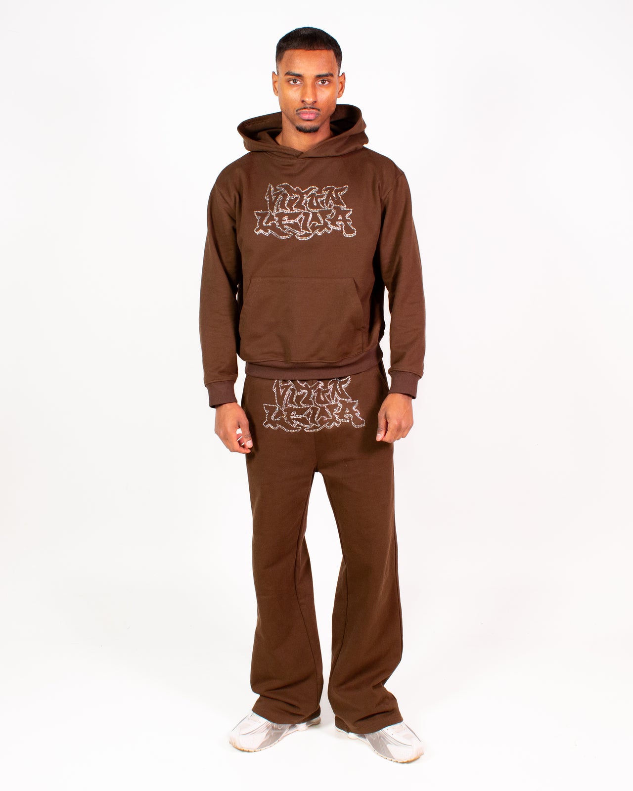 Brown Iced out Hoodie