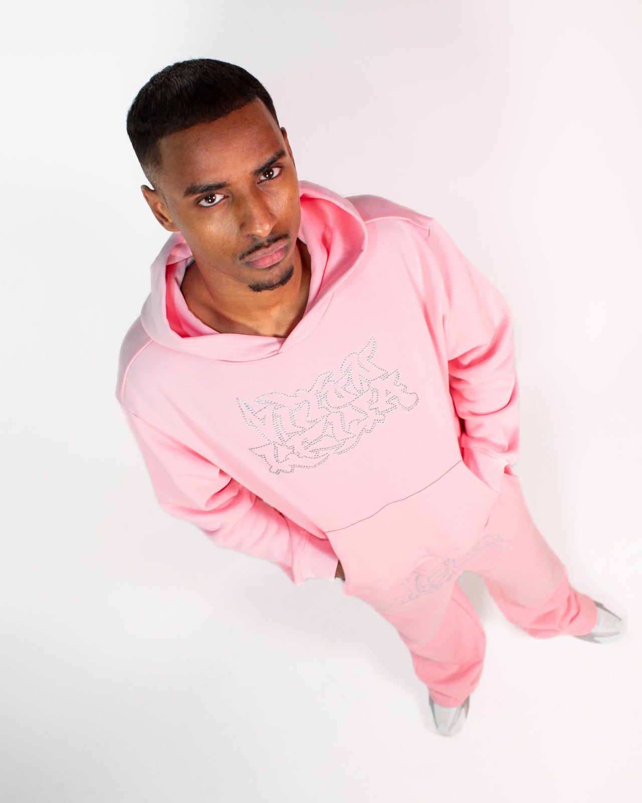 Pink/White Iced Out Hoodie